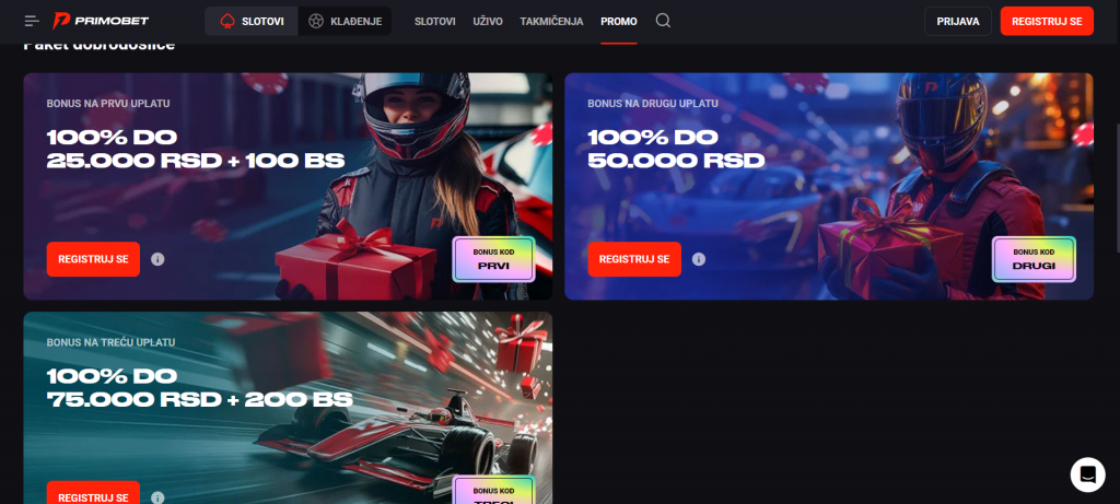 Primobet Welcome package